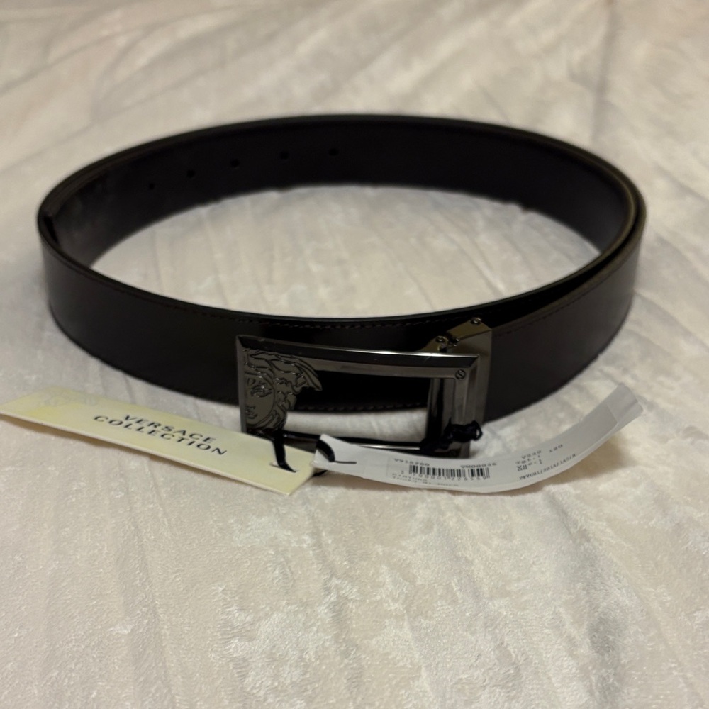 Versace Black Leather Belt